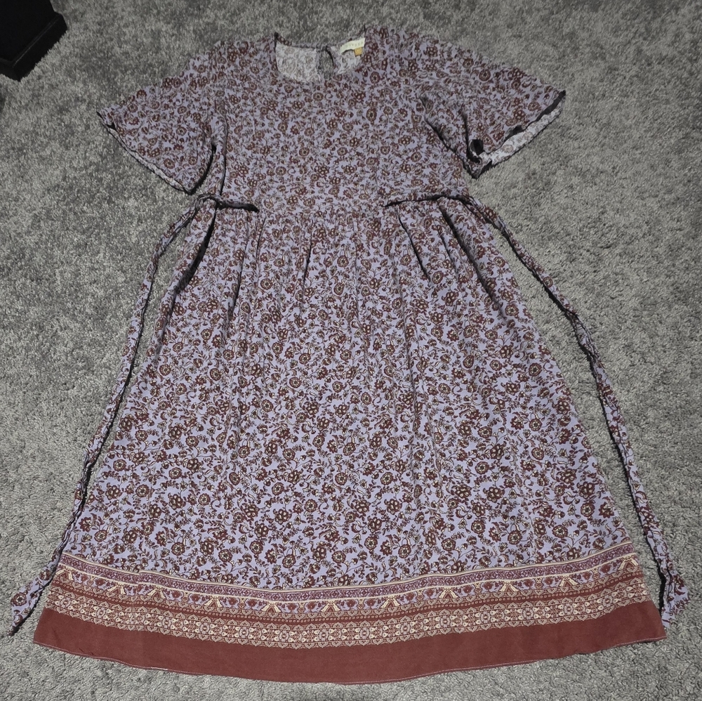 DownEast Purple and Brown Floral Dress